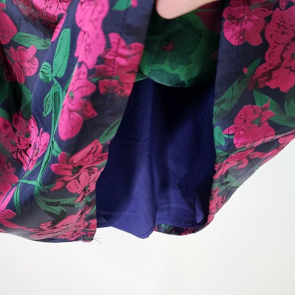 LULUS Absolutely Exquisite Navy Blue Floral Jacquard Mini Dress Size Large - Picture 7 of 10